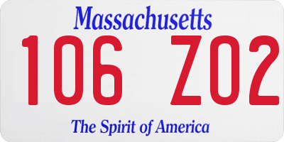 MA license plate 106ZO2