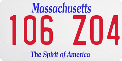 MA license plate 106ZO4