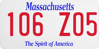 MA license plate 106ZO5