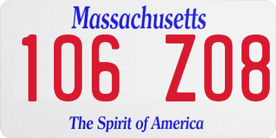 MA license plate 106ZO8