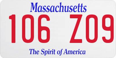 MA license plate 106ZO9