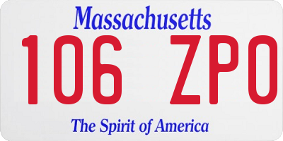 MA license plate 106ZP0