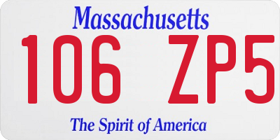 MA license plate 106ZP5