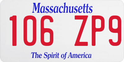 MA license plate 106ZP9