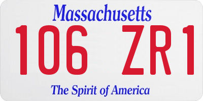 MA license plate 106ZR1