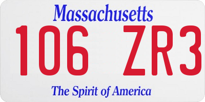 MA license plate 106ZR3