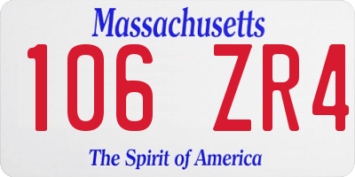 MA license plate 106ZR4