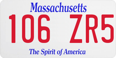 MA license plate 106ZR5