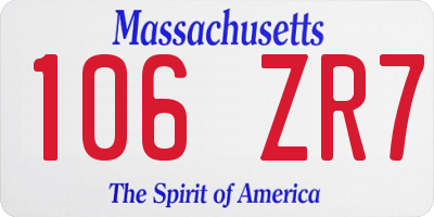 MA license plate 106ZR7