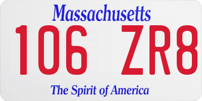 MA license plate 106ZR8