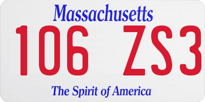 MA license plate 106ZS3