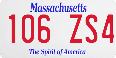 MA license plate 106ZS4