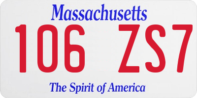 MA license plate 106ZS7