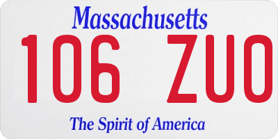 MA license plate 106ZU0