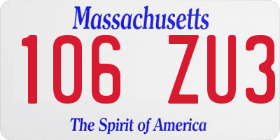 MA license plate 106ZU3