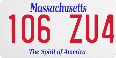 MA license plate 106ZU4