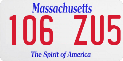MA license plate 106ZU5