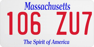 MA license plate 106ZU7