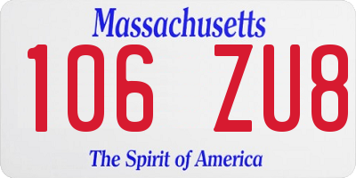 MA license plate 106ZU8