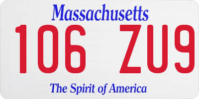 MA license plate 106ZU9