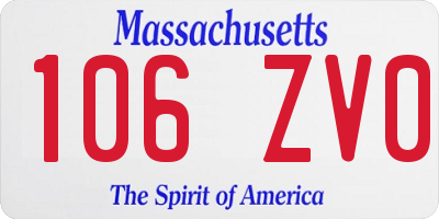 MA license plate 106ZV0