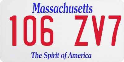 MA license plate 106ZV7