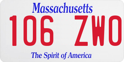 MA license plate 106ZW0
