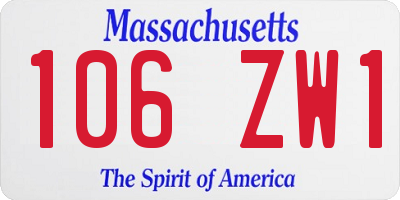 MA license plate 106ZW1