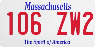 MA license plate 106ZW2