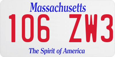 MA license plate 106ZW3
