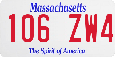 MA license plate 106ZW4