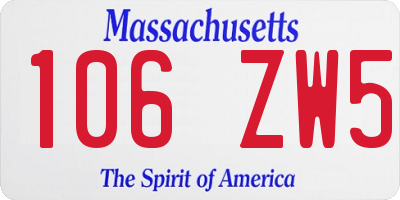MA license plate 106ZW5