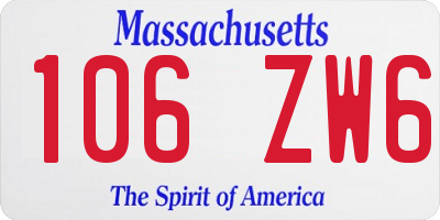 MA license plate 106ZW6