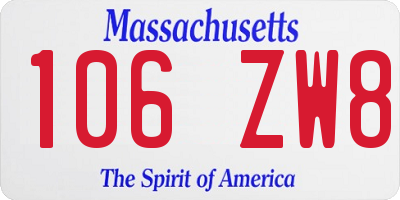 MA license plate 106ZW8