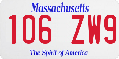 MA license plate 106ZW9