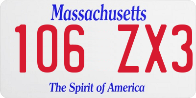 MA license plate 106ZX3