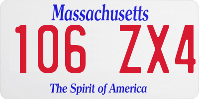MA license plate 106ZX4