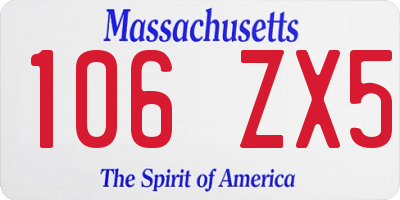 MA license plate 106ZX5