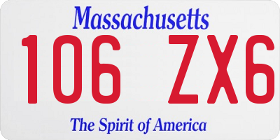 MA license plate 106ZX6
