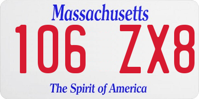 MA license plate 106ZX8