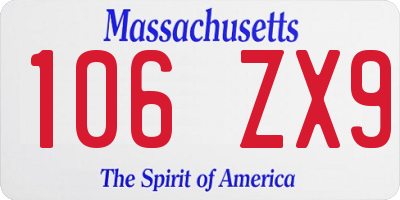 MA license plate 106ZX9