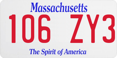 MA license plate 106ZY3