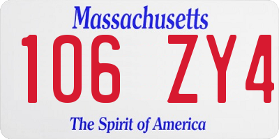 MA license plate 106ZY4