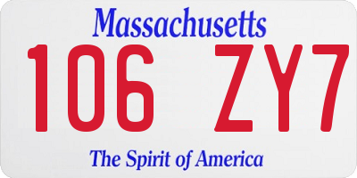 MA license plate 106ZY7