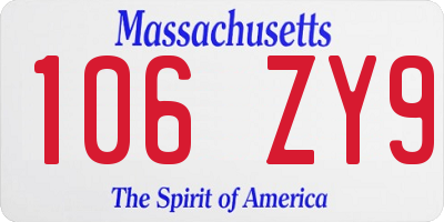 MA license plate 106ZY9
