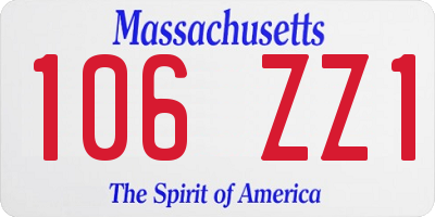 MA license plate 106ZZ1