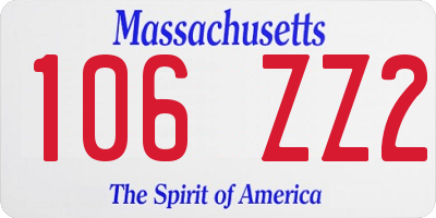 MA license plate 106ZZ2