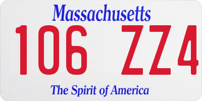 MA license plate 106ZZ4