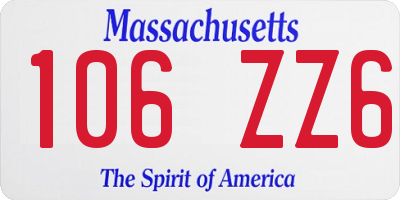 MA license plate 106ZZ6