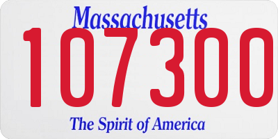 MA license plate 107300